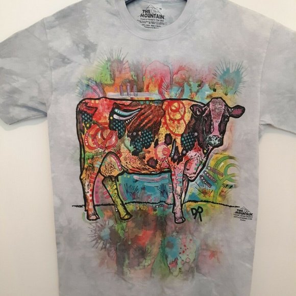 The Mountain Psychadelic Tie Dyed Cow Shirt - Picture 1 of 6